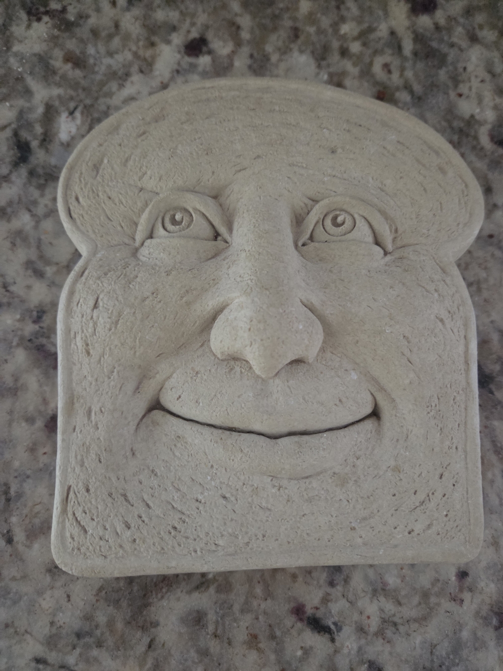 Handcrafted Neutral Beige Toast Face Wall Art Sculpture